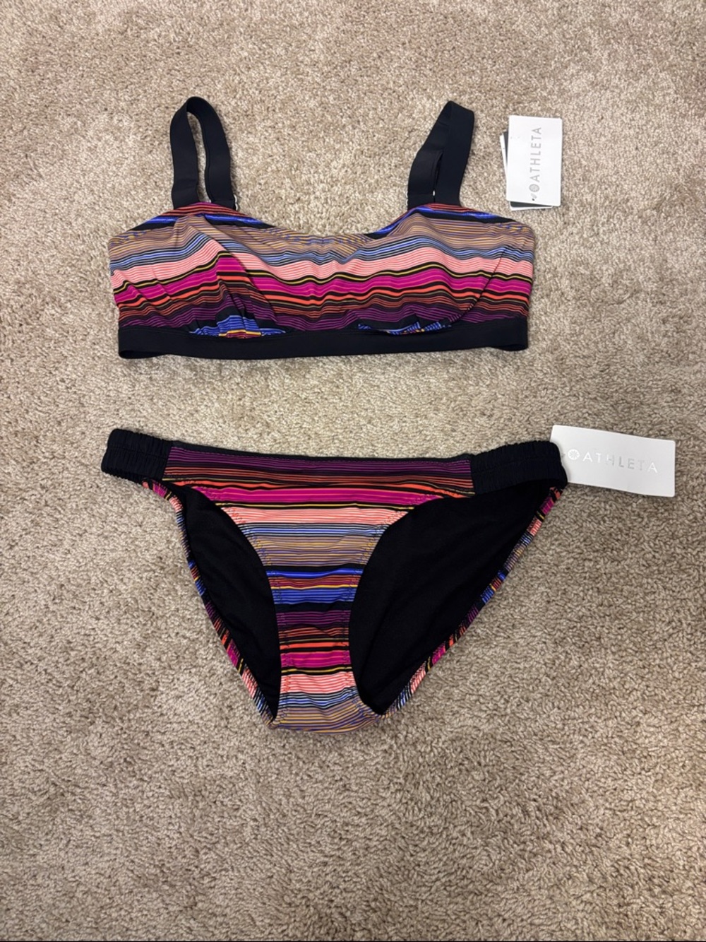 🌸NWT Athleta Capri Stripe Swimsuit Set
